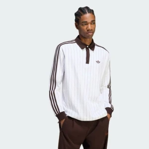 Koszulka polo z długim rękawem w prążki Adidas biały