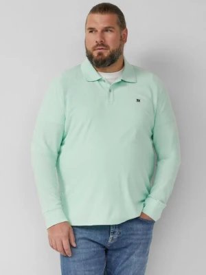 Koszulka polo z długim rękawem, waflową fakturą i naszywką z logo s.Oliver turkusowy