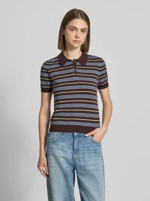 Koszulka polo z dzianiny o kroju regular fit z wzorem w paski REVIEW