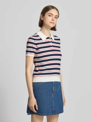 Koszulka polo z dzianiny o kroju regular fit z wzorem w paski REVIEW