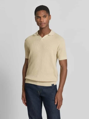 Koszulka polo z dzianiny o kroju slim fit z dekoltem w serek Lerros Beżowy