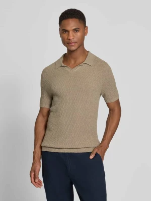 Koszulka polo z dzianiny o kroju slim fit z fakturowanym wzorem Bugatti