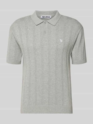 Koszulka polo z dzianiny o kroju slim fit z wyhaftowanym logo REVIEW