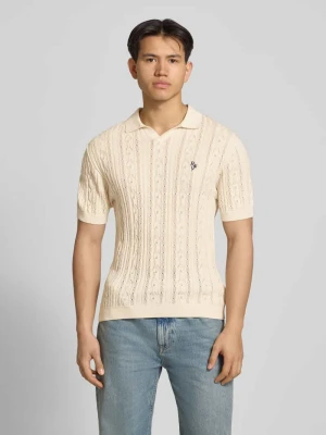 Koszulka polo z dzianiny o kroju slim fit z wyhaftowanym logo REVIEW