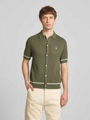 Koszulka polo z dzianiny o kroju slim fit z wyhaftowanym logo REVIEW