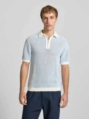 koszulka polo z dzianiny o kroju slim fit z zamkiem błyskawicznym REVIEW Złamany biały