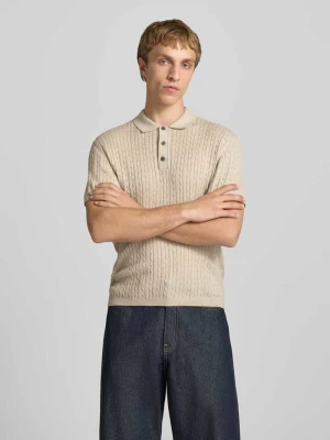 Koszulka polo z dzianiny o kroju slim fit ze ściegiem warkoczowym model 'EMIL' Jack&Jones Beżowy