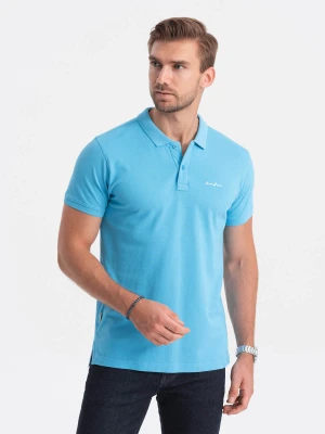 Koszulka polo z dzianiny pique - niebieska V3 Ombre Clothing