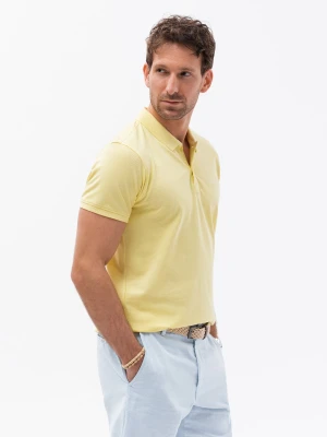 Koszulka polo z dzianiny pique - żółta V4 - Rozmiar: S Ombre Clothing