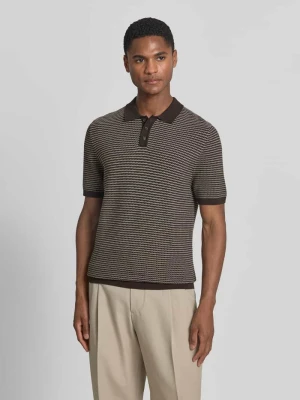Koszulka polo z dzianiny w dwukolorowym wykonaniu krój slim fit model 'Triton' Drykorn Ciemnobrązowy