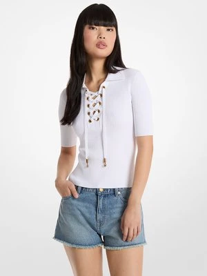 Koszulka polo z elastycznej wiskozy ze ściągaczem MICHAEL Michael Kors