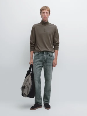 Koszulka Polo Z Golfem Na Suwak - Zielony - - Massimo Dutti - Mężczyzna