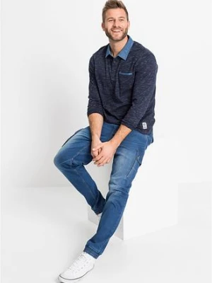 Koszulka polo z kołnierzykiem z tkaniny, długi rękaw bonprix