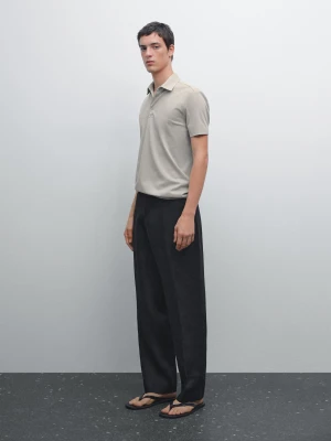 Koszulka Polo Z Krótkim Rękawem I Fakturą - Szary - - Massimo Dutti - Mężczyzna