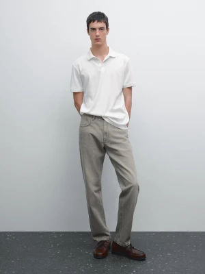 Koszulka Polo Z Krótkim Rękawem I Kołnierzykiem - Biały - - Massimo Dutti - Mężczyzna