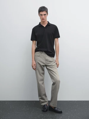 Koszulka Polo Z Krótkim Rękawem I Kołnierzykiem - Czarny - - Massimo Dutti - Mężczyzna