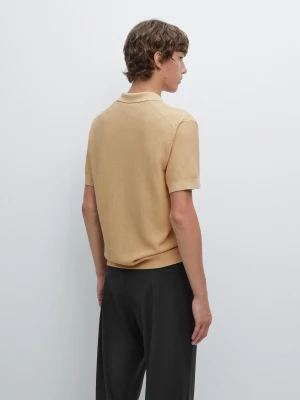 Koszulka Polo Z Krótkim Rękawem Z Dzianiny Z Fakturą - Jasnożółty - - Massimo Dutti - Male