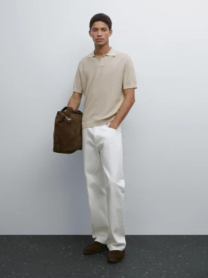 Koszulka Polo Z Krótkim Rękawem Z Dzianiny Z Fakturą - Zielony - - Massimo Dutti - Mężczyzna