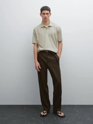 Koszulka Polo Z Krótkim Rękawem Z Piki Z Fakturą - Sprany - - Massimo Dutti - Mężczyzna