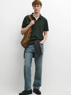 Koszulka Polo Z Krótkim Rękawem Ze 100% Bawełny - Khaki - Massimo Dutti - Male