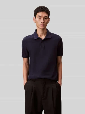 Koszulka polo z logo w formie haftu z czystej bawełny Calvin Klein Granatowy