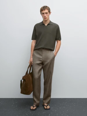 Koszulka Polo Z Merceryzowanej Bawełny Z Krótkim Rękawem - Zielony - - Massimo Dutti - Mężczyzna