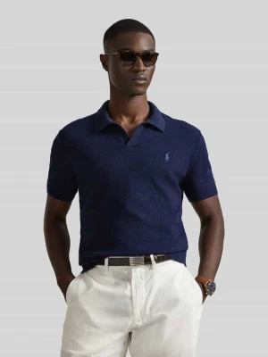 Koszulka polo z mieszanki bawełny i lnu, krój regular fit Polo Ralph Lauren Ciemnoniebieski