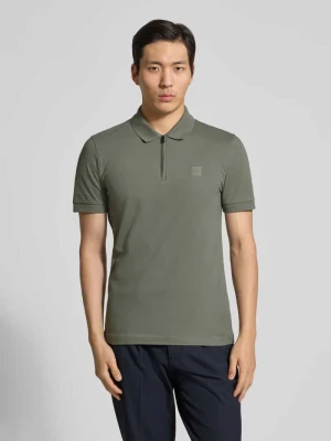 Koszulka polo z mieszanki bawełny o kroju slim fit model 'PASSERZIP' Boss Orange