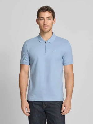 Koszulka polo z mieszanki bawełny o kroju slim fit model 'PASSERZIP' Boss Orange