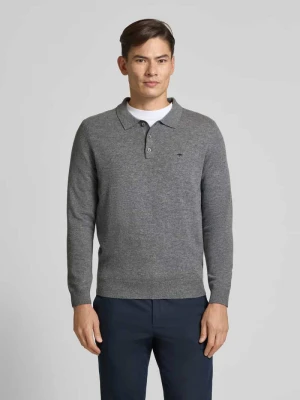 Koszulka polo z mieszanki wełny merino i kaszmiru z wyhaftowanym logo FYNCH-HATTON
