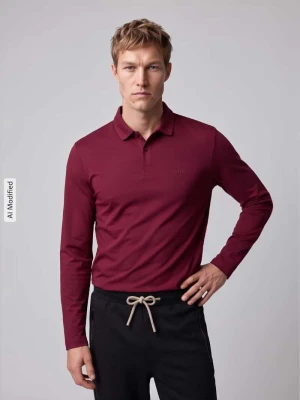 Koszulka polo z naszywką z logo model 'Pirol' Boss Bordowy