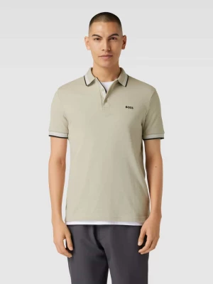 Koszulka polo z paskami w kontrastowym kolorze model ‘PADDY’ BOSS Green