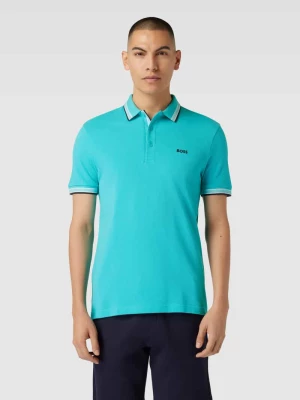 Koszulka polo z paskami w kontrastowym kolorze model ‘PADDY’ BOSS Green