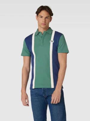 Koszulka polo z paskami w kontrastowym kolorze model ‘THERES BLOCKED’ Fila