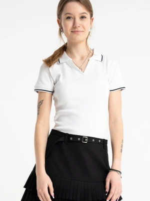 Koszulka polo z prążkowanej dzianiny z kontrastowym wykończeniem Reporter