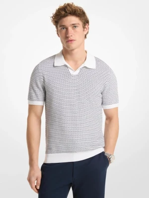 Koszulka polo z teksturowanej bawełny w paski Michael Kors BIAŁY (Biały)