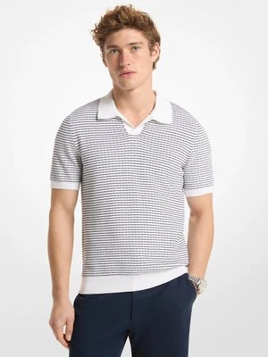 Koszulka polo z teksturowanej bawełny w paski Michael Kors BIAŁY (Biały)
