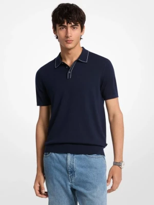 Koszulka polo z wełny z kontrastowym wykończeniem Michael Kors PÓŁNOC (Niebieski)