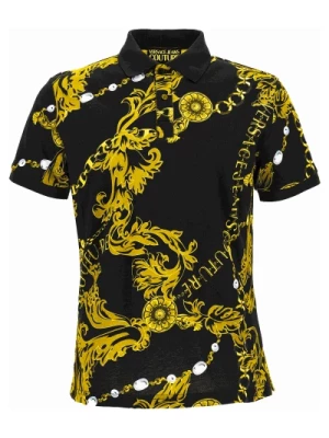 Koszulka Polo z wzorem barokowym Czarna Versace Jeans Couture