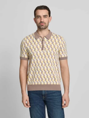 Koszulka polo z zamkiem błyskawicznym i nadrukiem na całej powierzchni model 'SEOMO' HUGO