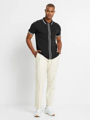 Koszulka polo z zamkiem z bawełnianej piki bonprix