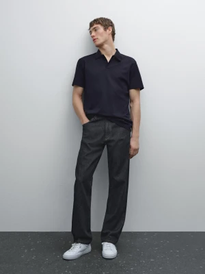 Koszulka Polo Ze 100% Bawełny O Drobnym Splocie Z Fakturą - Ciemnoszary - - Massimo Dutti - Mężczyzna