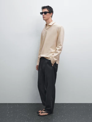 Koszulka Polo Ze 100% Bawełny Z Efektem Zużycia - Surowy - - Massimo Dutti - Mężczyzna