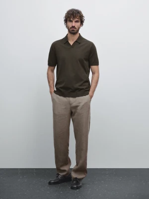 Koszulka Polo Ze 100% Bawełny Z Krótkim Rękawem - Brązowy - - Massimo Dutti - Mężczyzna