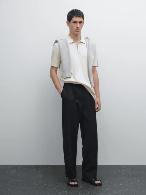 Koszulka Polo Ze 100% Bawełny Z Krótkim Rękawem - Lodowy - - Massimo Dutti - Mężczyzna