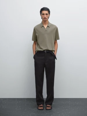 Koszulka Polo Ze 100% Bawełny Z Krótkim Rękawem - Zielony Maskujący - - Massimo Dutti - Mężczyzna