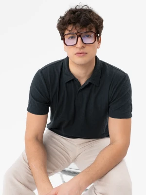 T-shirt polo z fakturą O-LARIX Volcano