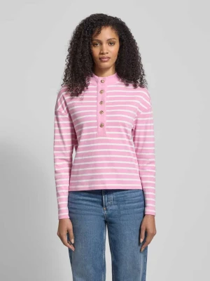 Koszulka polo ze wzorem w paski i ozdobnym guzikiem Christian Berg Woman