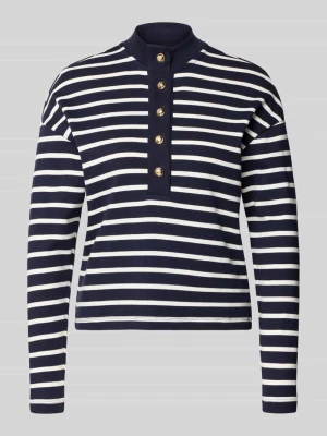 Koszulka polo ze wzorem w paski i ozdobnym guzikiem Christian Berg Woman