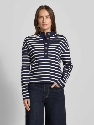 Koszulka polo ze wzorem w paski i ozdobnym guzikiem Christian Berg Woman